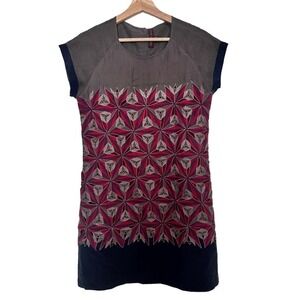 Anthropologie Ranna Gill Silk embroidered mini dress‎ size M